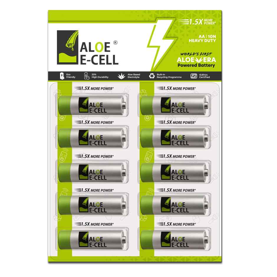 Aloe E-Cell World's First Aloe Vera Powered 100% Eco Friendly AA Battery - Pack of 10