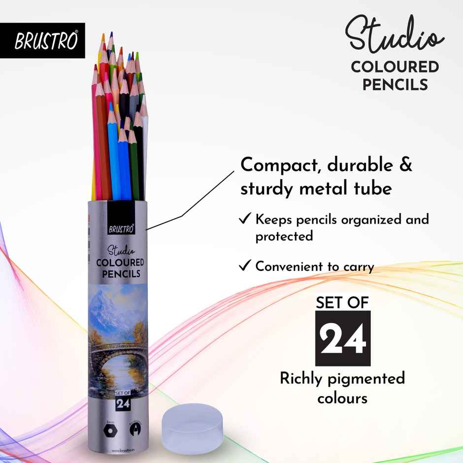 Brustro Studio Colour Pencil Set | Break Resistant 3 mm Lead | Easy to Blend | High Pigmented