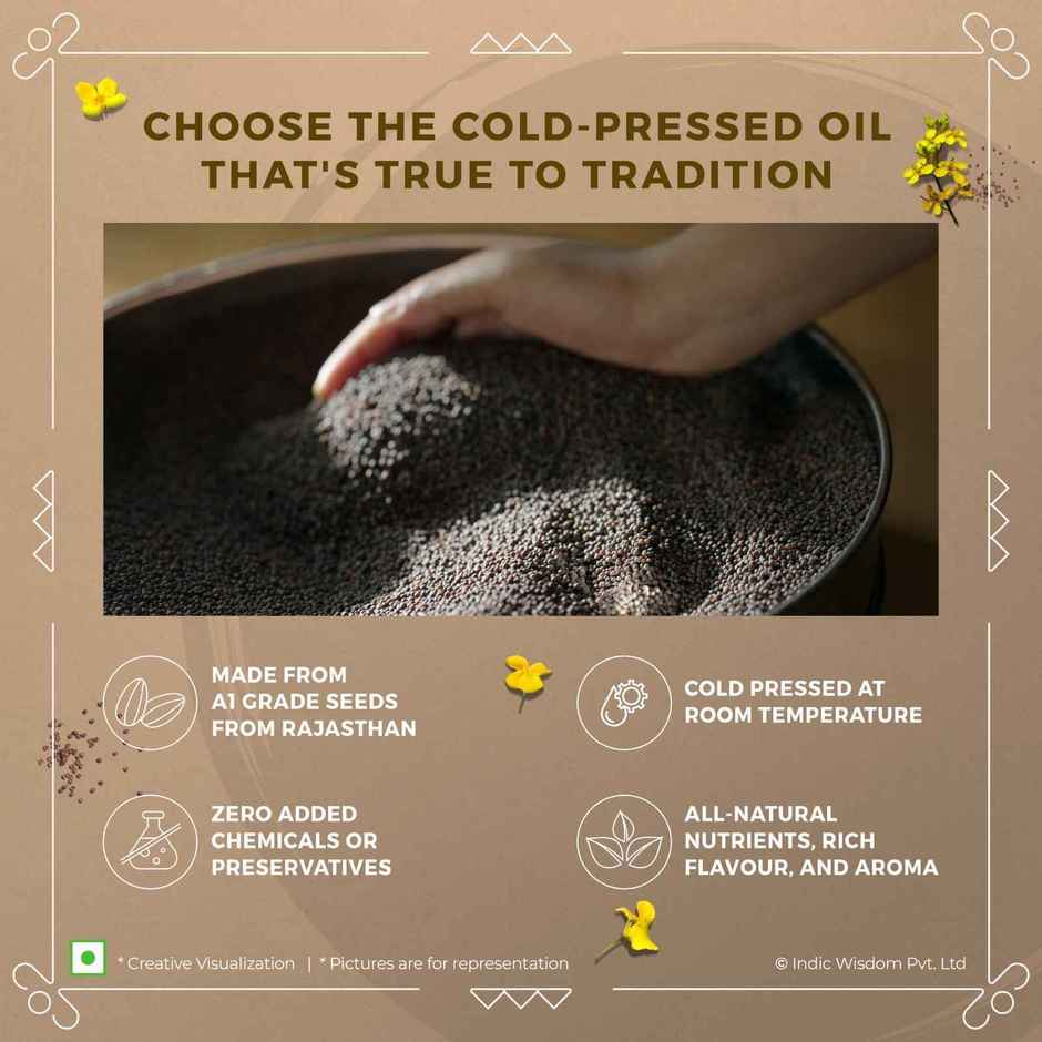 Indic Wisdom Cold Pressed Mustard Oil | Pure & Unrefined Sarson Oil