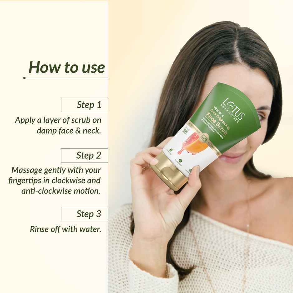 Lotus Botanicals Skin Brightening Face Scrub Vitamin C Sulphate Silicon & Chemical Free All Skin Types