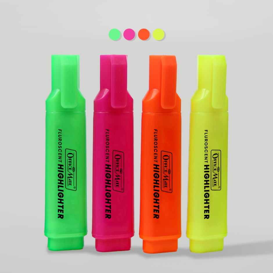 Soni OfficeMate Fluorescent Highlighters | Mix Vibrant Colors | Smooth Flow | 3x Longer Lasting