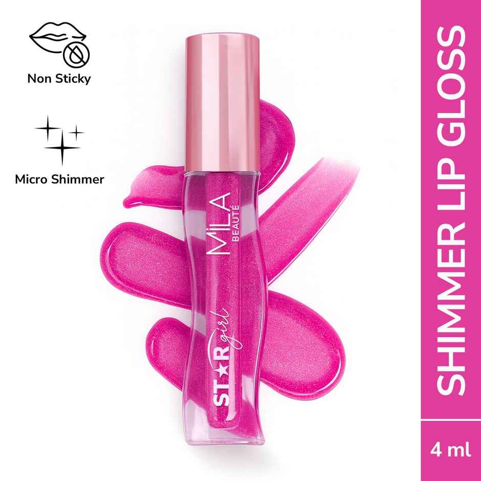Mila Beaute Star Girl Shimmer Lip Gloss Plumping Hydrating With Peptides Collagen Stardust