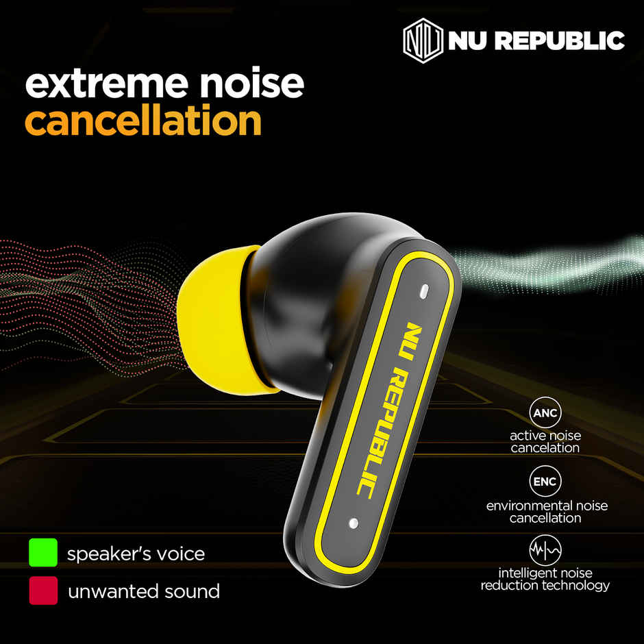 Nu Republic Epic ANC TWS Earbuds (Black/Yellow)