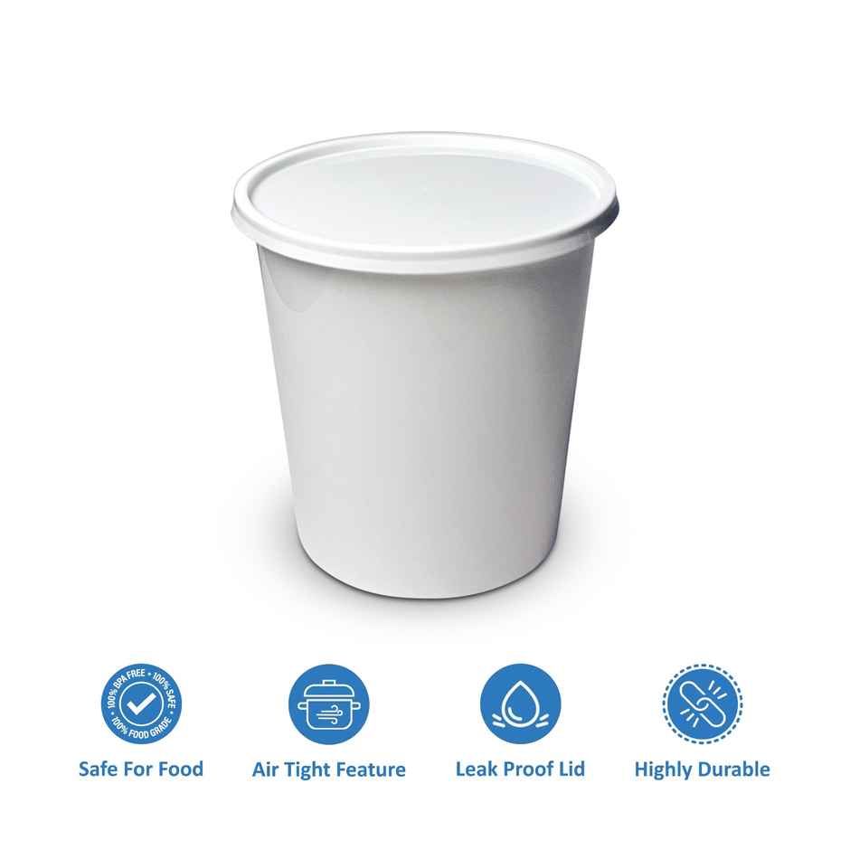 CREW4 Seal Reusable Plastic Containers with Lids for Food Storage | White - 1 L