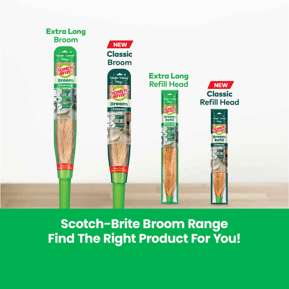 Scotch-Brite No-Dust Broom, Long handle, Easy floor cleaning | 44.4 in