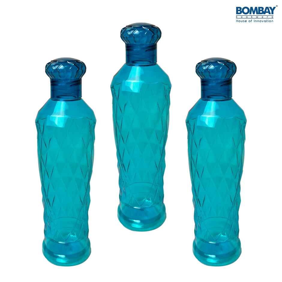 Diamond BPA-free Plastic Water Bottle Set of 3 pcs | Each 1 L | Blue