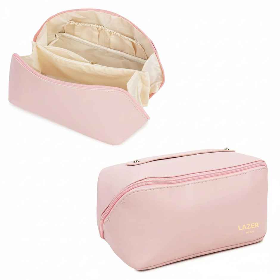Lazer Travel Cosmetic Makeup Pouches for Women Travel Organizer Bag | Pink