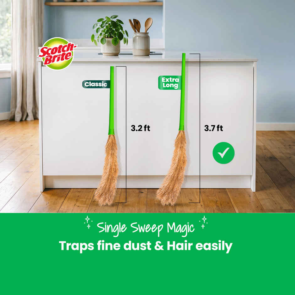 Scotch-Brite No-Dust Broom, Long handle, Easy floor cleaning | 44.4 in