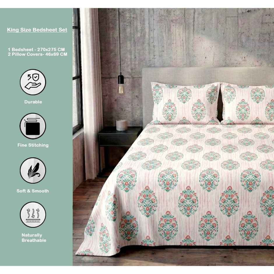 Dream Living 135 GSM King Bedsheet Set |250 x 275 cm| With 2 Pillow Covers
