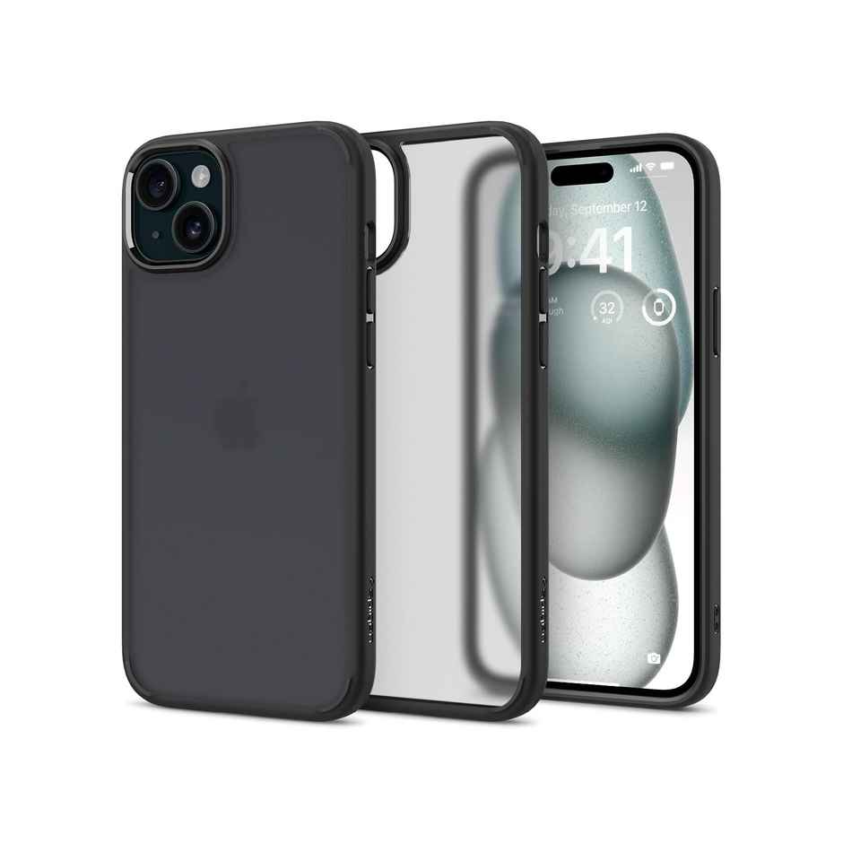Spigen Ultra Hybrid Back Cover Case Compatible with iPhone 15 (TPU + Poly Carbonate | Frost Black)