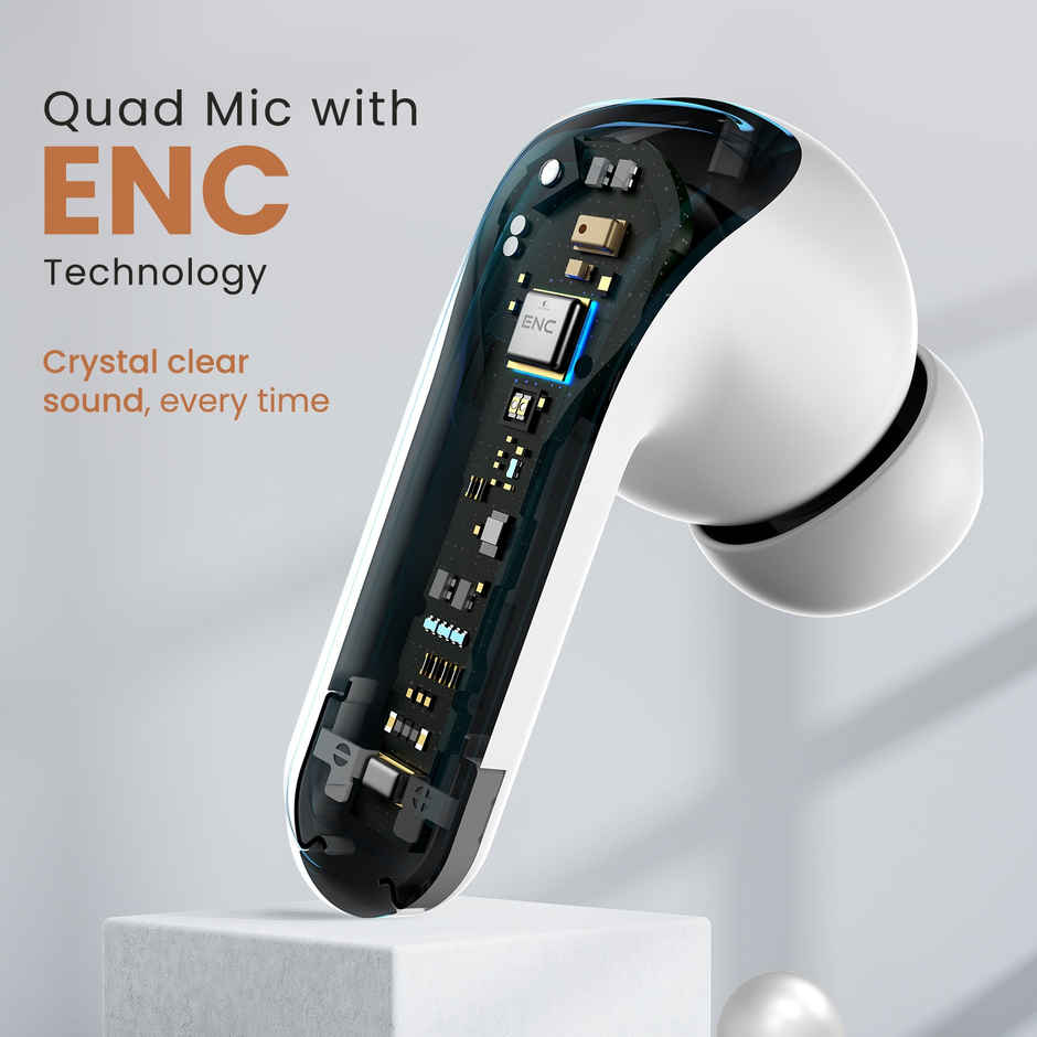 Cellecor Bropods C107 TWS With 40 Hrs Playtime ENC 50ms Low LatENCy Fast Charging - Type-C - White