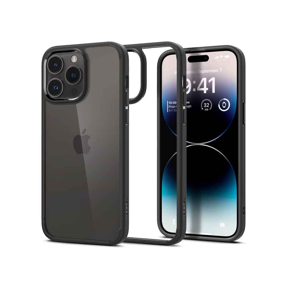 Spigen Ultra Hybrid Back Cover Case Compatible with iPhone 14 Pro(TPU +Poly Carbonate | Matte Black)