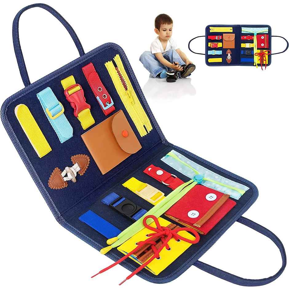Kidology Montessori Busy Board Toy To Develop Basic Skills, Educational Sensory Board Travel Toys