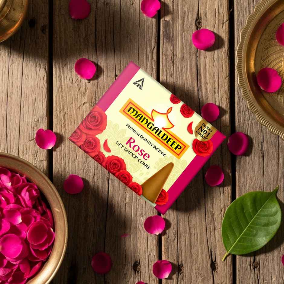 Mangaldeep Dry Dhoop Cone | Rose