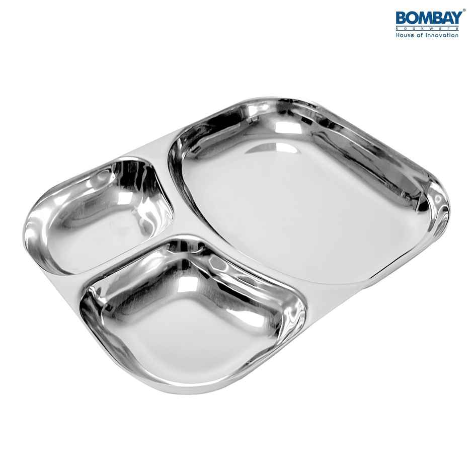 Bombay Kookware Stainless Steel 3 In 1 Pav Bhaji Plate