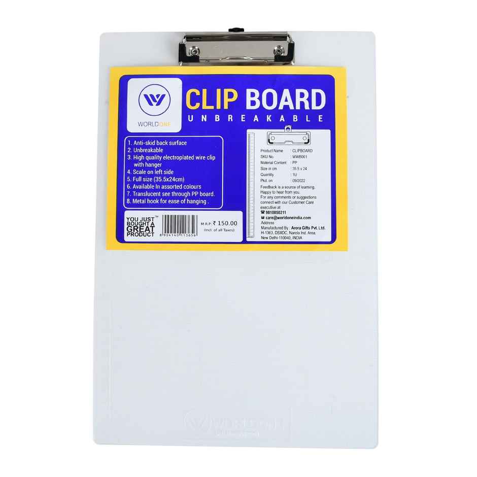 Worldone Transparent Exam Pad (35X 23 Cm)