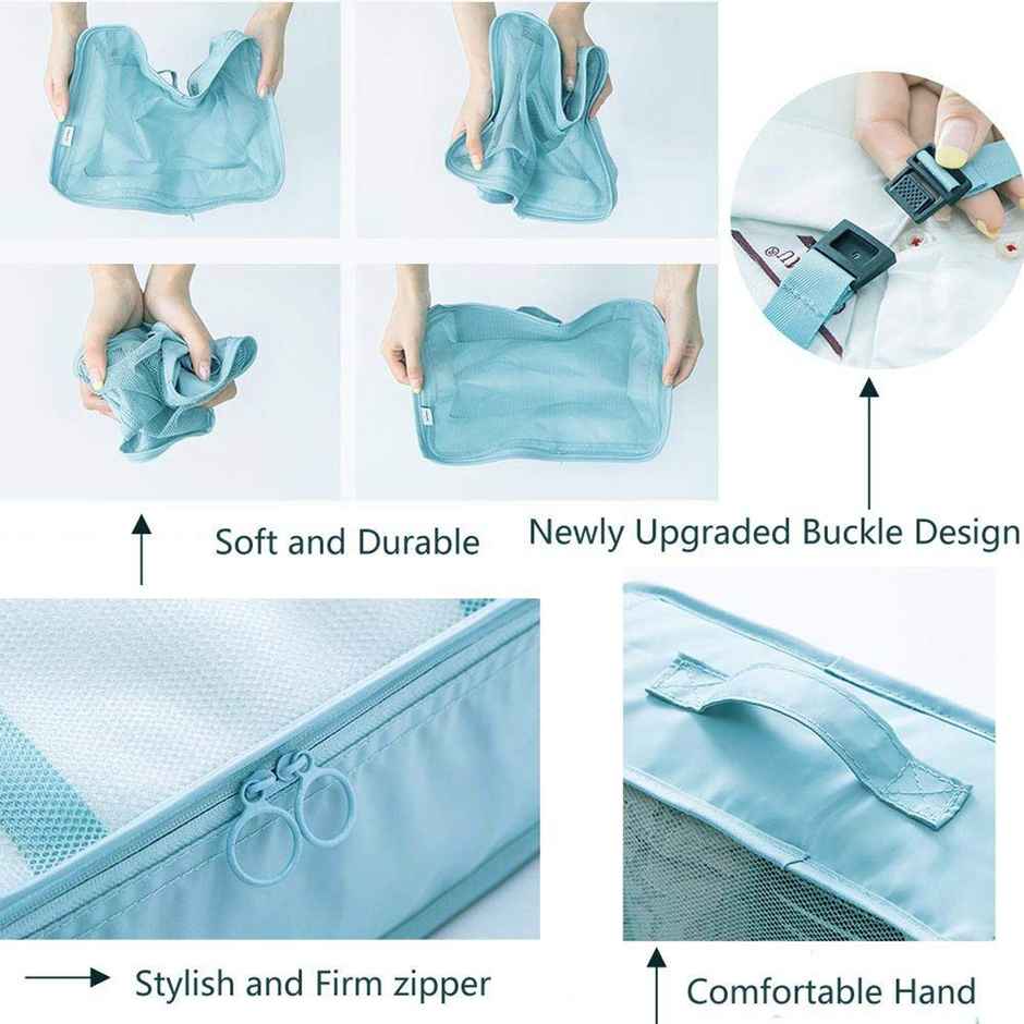 Lazer Polyester Travel Organizer Bag Set Light Blue