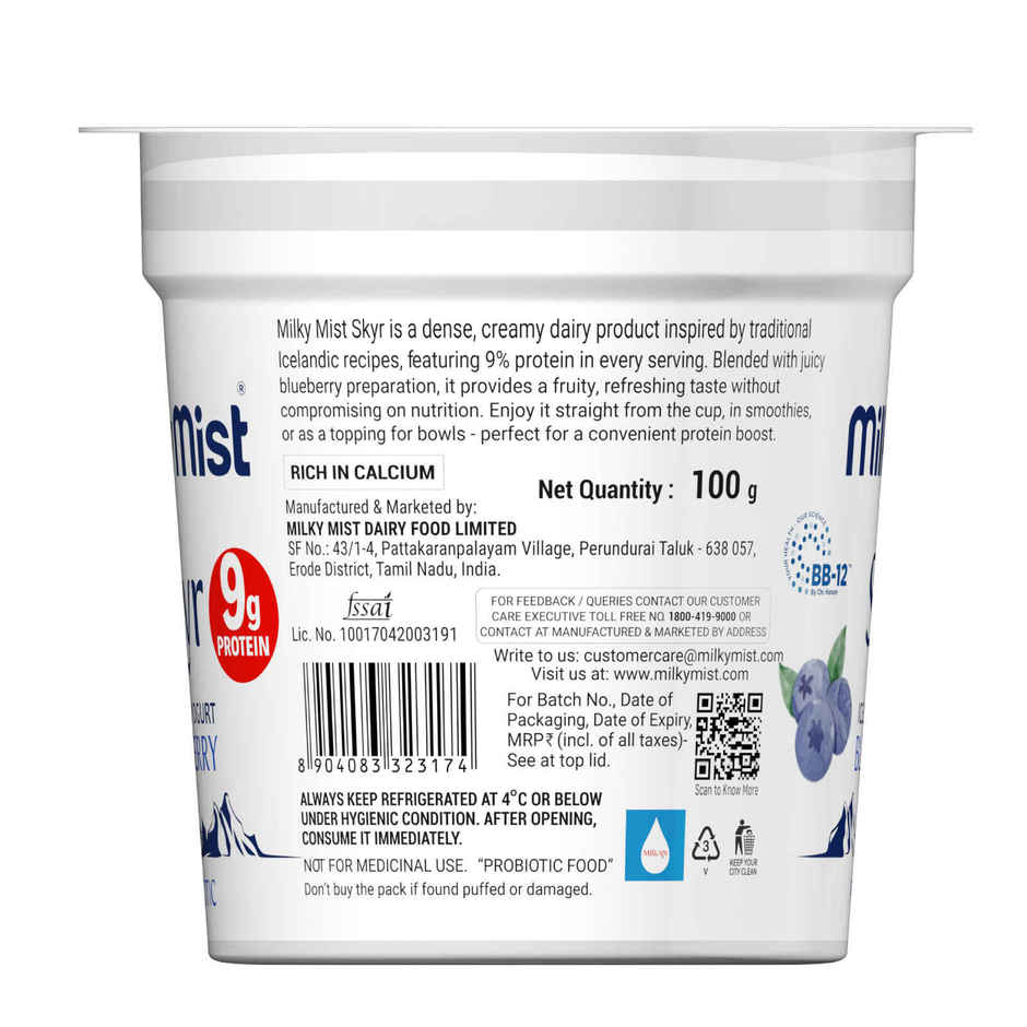 Milky Mist Skyr Blueberry Yogurt