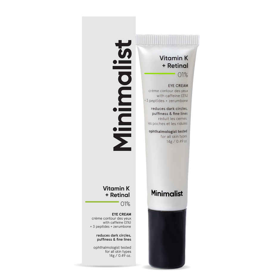 Minimalist Vitamin K + Retinal 01% Under Eye Cream | Reduces Dark Circles, Wrinkles & Fine Lines