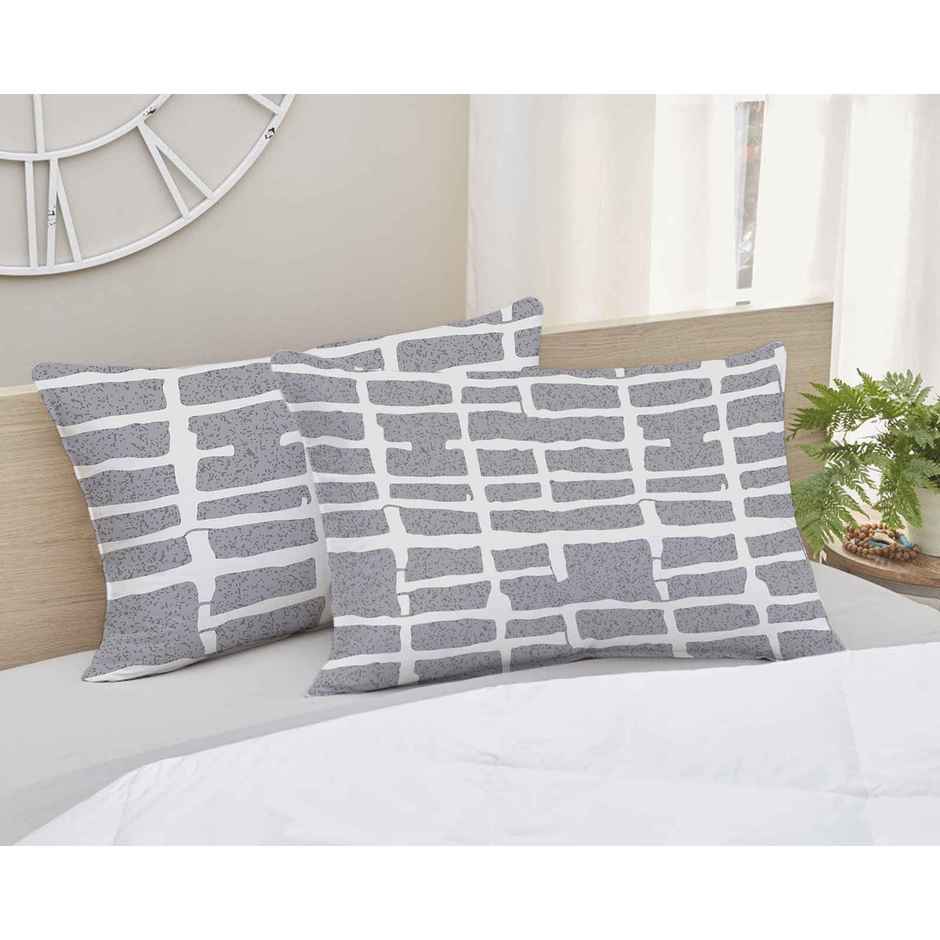 Elegant Weavers Sintra Double Abstract Bedsheet | With 2 Pillow Covers | White & Grey | 87 x 98 in