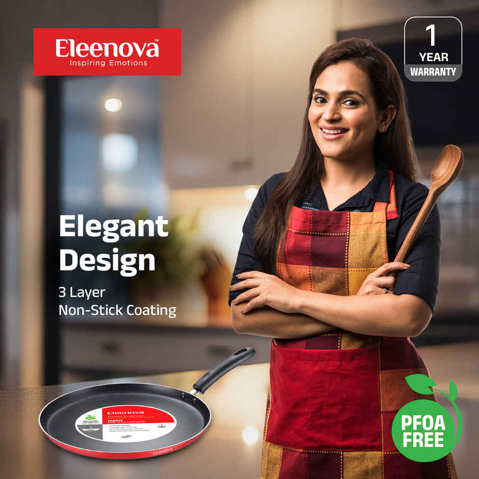 Eleenova Magic Nonstick Flat Tawa | 3 Layer Non Stick Coating - 27.5 cm
