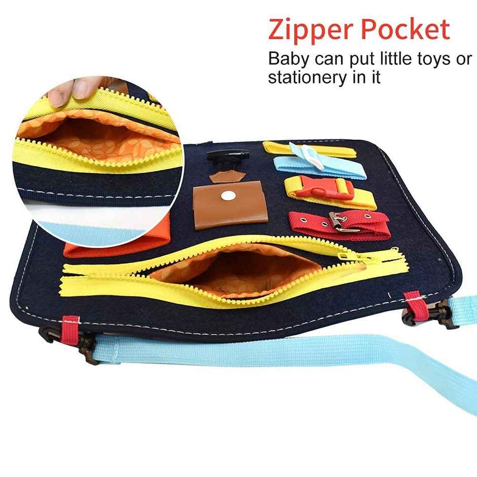 Kidology Montessori Busy Board for Toddlers Fine Motor Skills Activity Board with Zippers