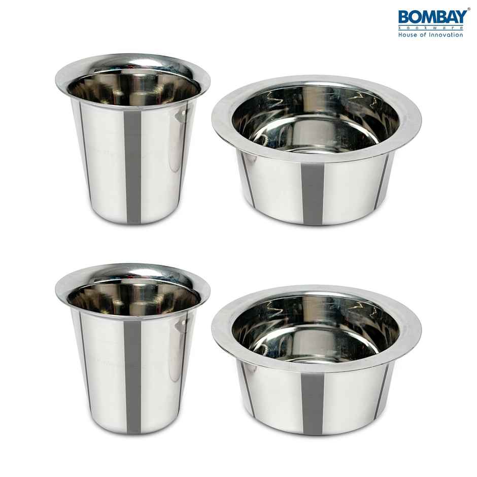 Bombay Kookware Stainless Steel Coffee Cup Dabara & Tumbler For Filter Coffee/Tea (Set Of 2)