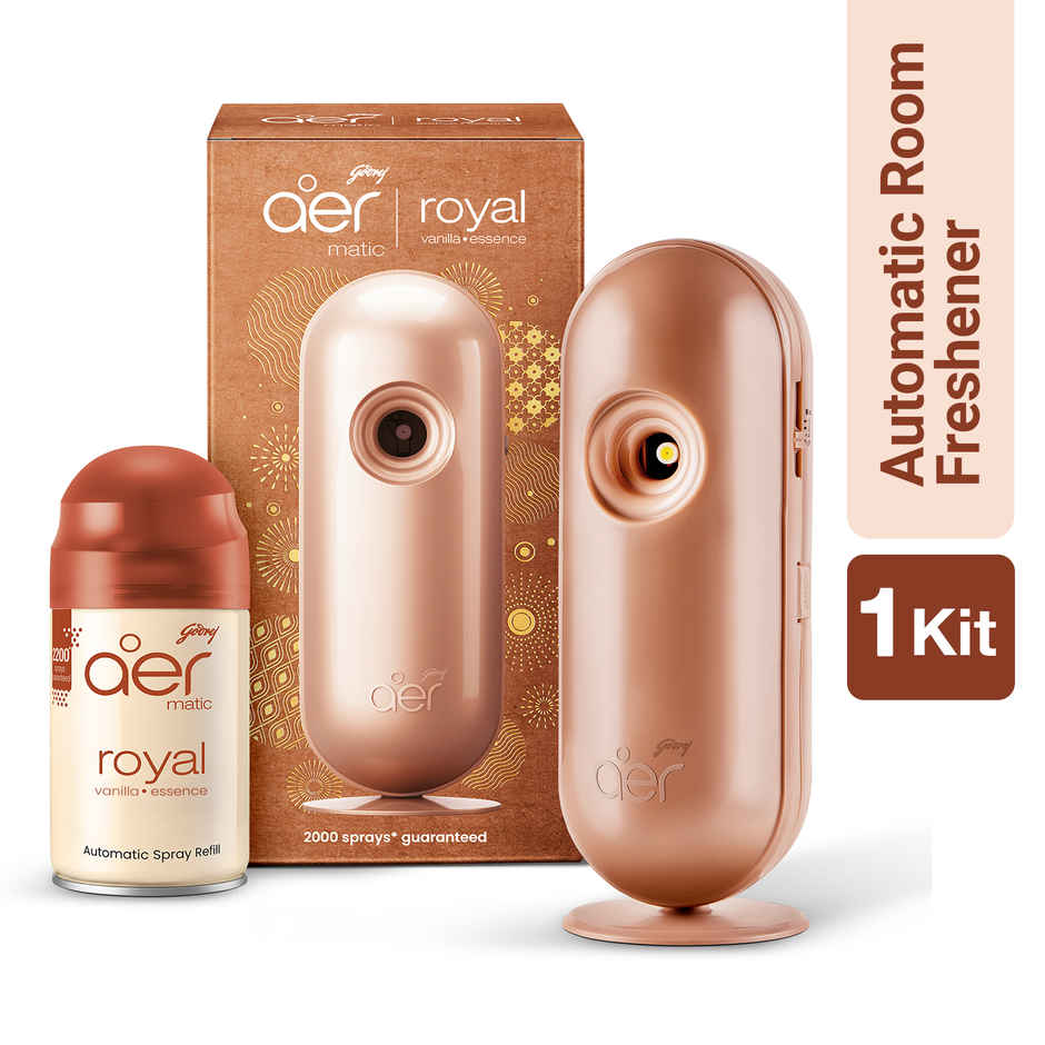 Godrej aer Matic Combi Room Freshener | Royal Vanilla Essence | Machine + Refill