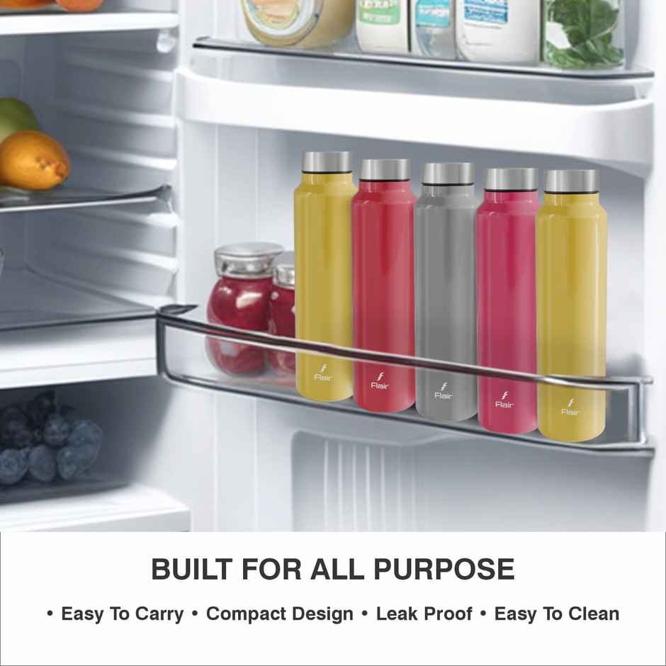 Flair Jazz 1000 Bis Certified Stainless Steel Water Bottle | 970 ml | Yellow