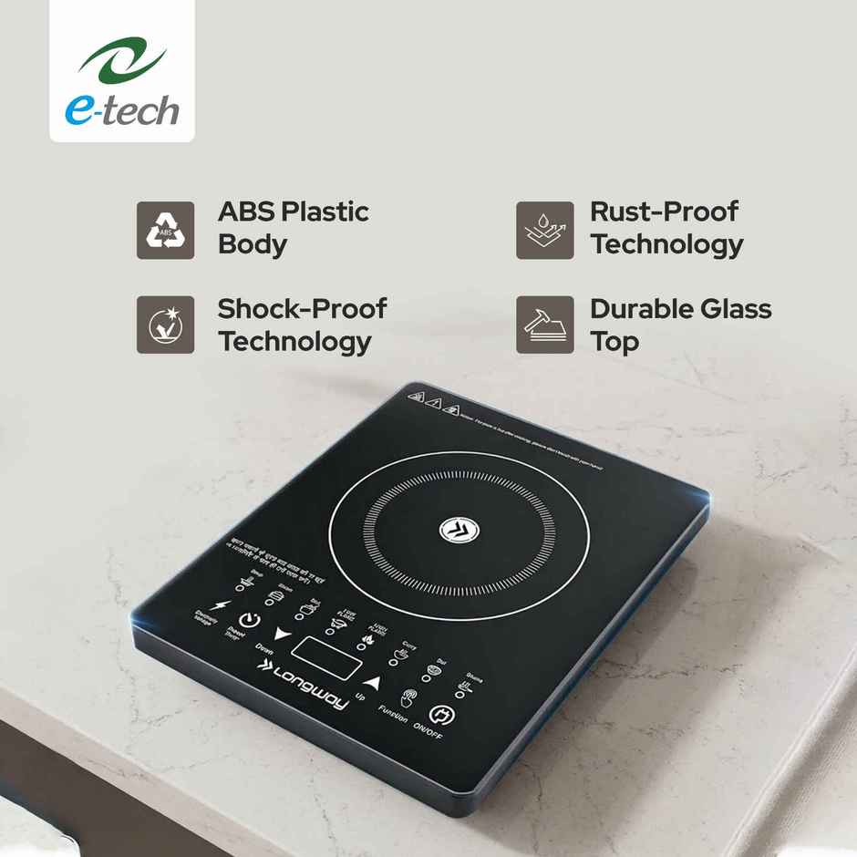 Etech TopChef 2000W Induction Cooktop with Touch Control | Overheat Protection & Multi Cook Options