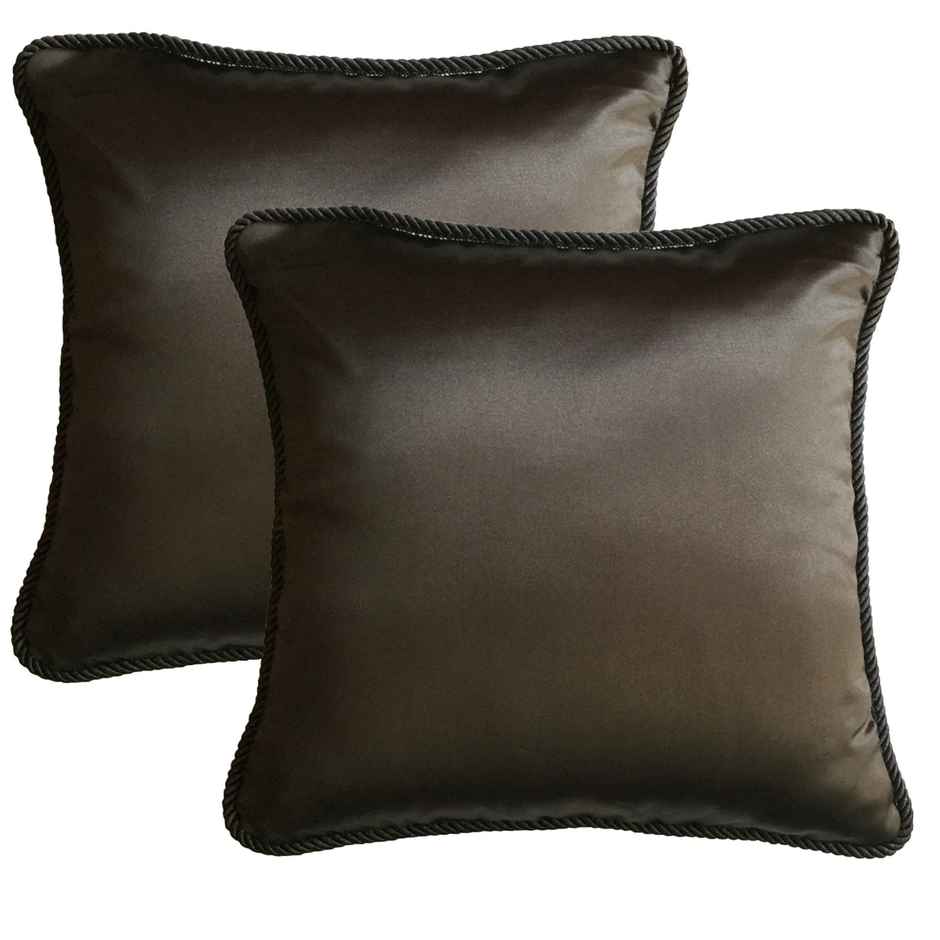 Lushomes Silk Cushion Covers - Grey | 16 x 16 inch | Boho Style