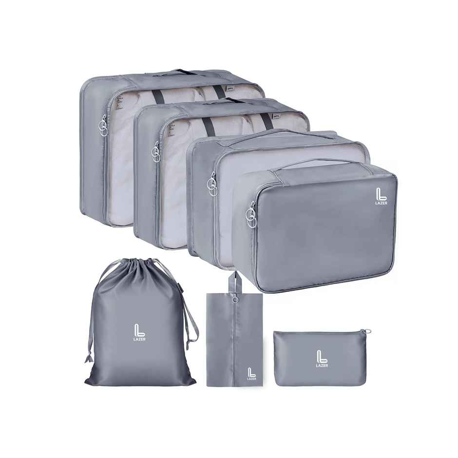 Lazer Polyester Travel Organizer Bag Set Grey