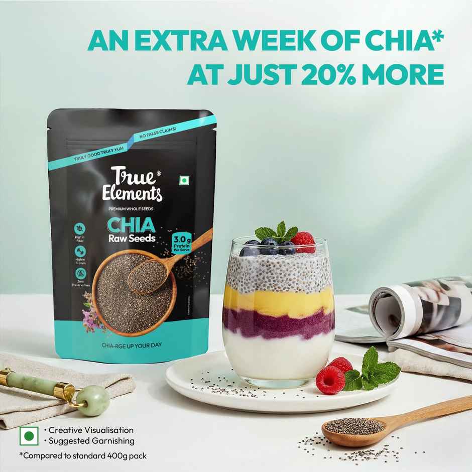 True Elements Chia Seeds Non-Gmo Seeds For Eating Rich In Omega -3 And Fibre Healthy Snacks Combo