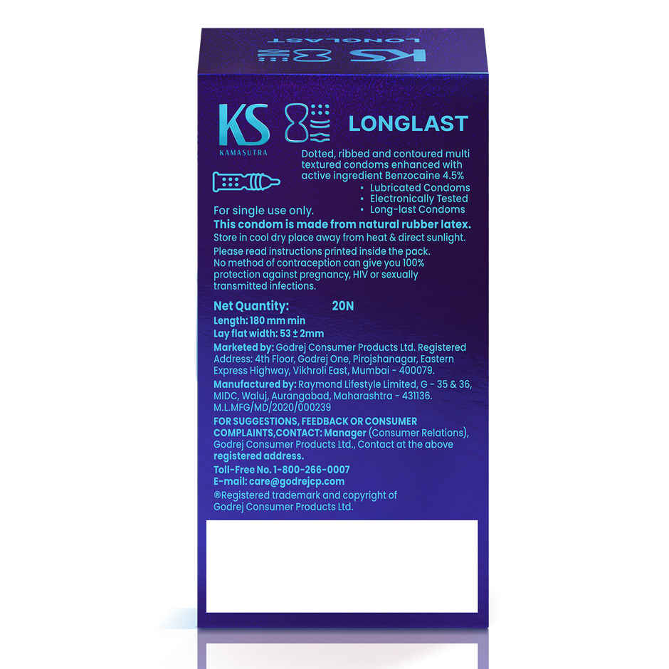KamaSutra Longlast Condoms for Men | Safe & Comfortable