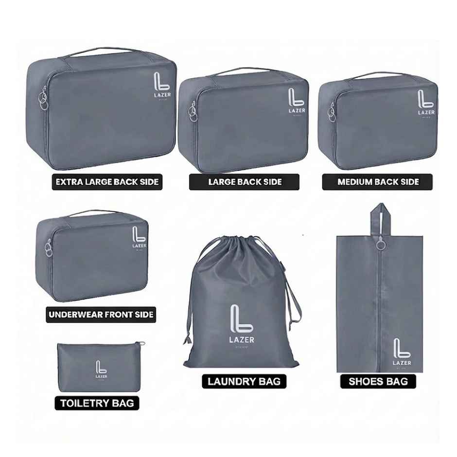 Lazer Polyester Travel Organizer Bag Set Grey