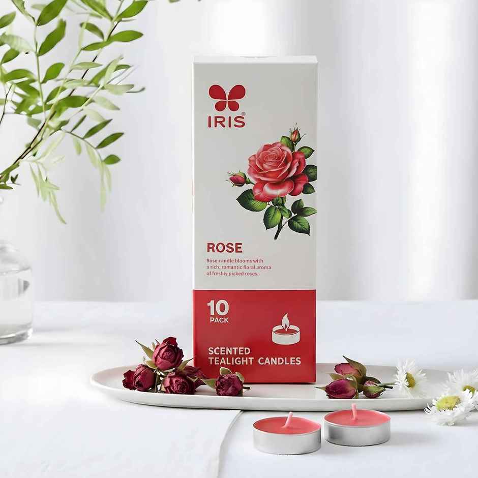 IRIS Rose Scented Tealight Candles | Pack of 10