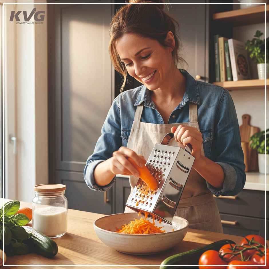 KVG Stainless Steel 7 In 1 Grater | Carrot Grater | Garlic & Ginger Grater | Slicer Cutter