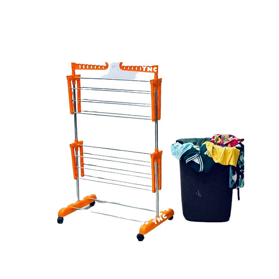 TNC Orange Single Poll 2 Tier Stainless Steel Cloth Dryer Stand