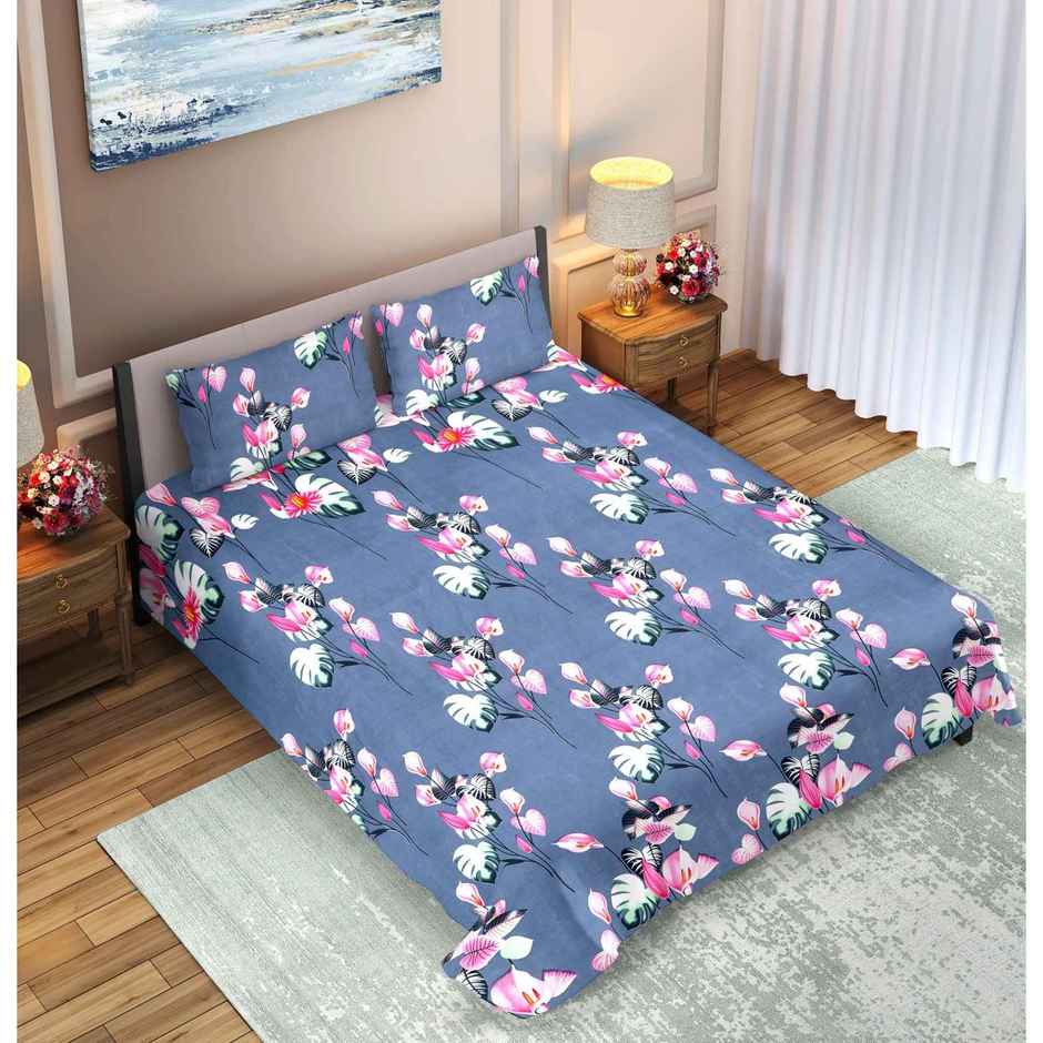 Dream Living Double Bedsheet Set | Blue 210 x 220 cm