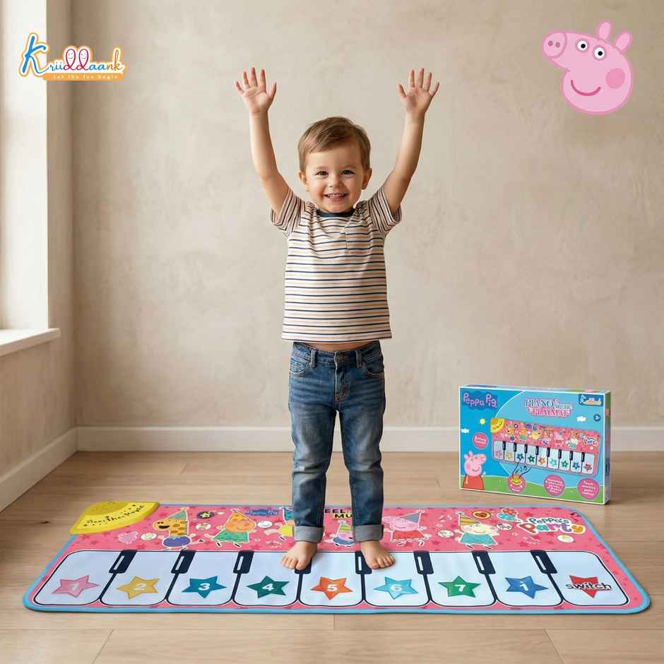 Kriiddaank Peppa Music Piano Playmat with 8 Music Modes & Animal Sounds Baby Playing Mat -108 x 38CM