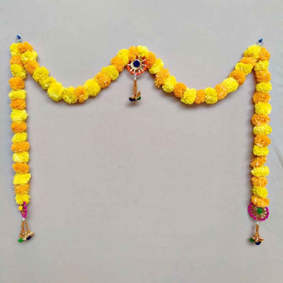 Artificial Marigold Door Toran | Yellow & Orange | Samsidhi