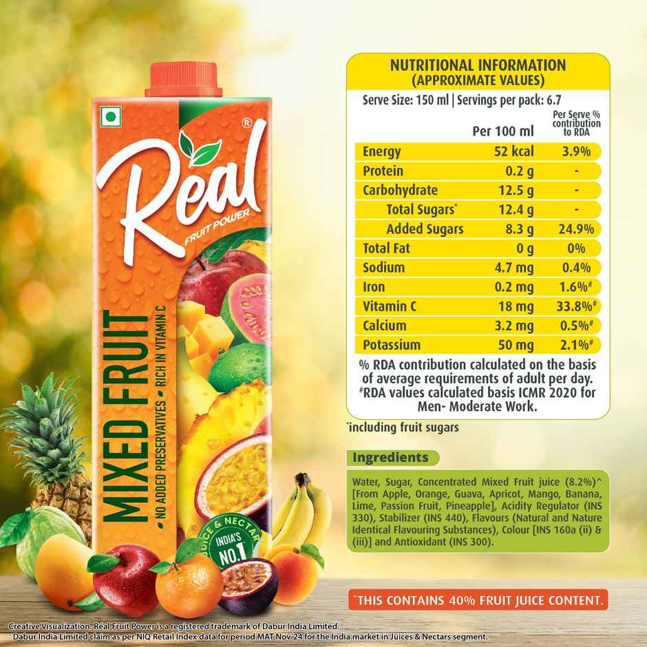Blueberry Imported(125gms) & Real Fruit Power Mixed Fruit Juice Tetrapack(1l) Combo