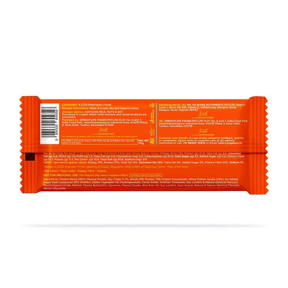 Yoga Bar 20g Protein Power Up Bar, Choco Peanut Butter, No Added Sugar