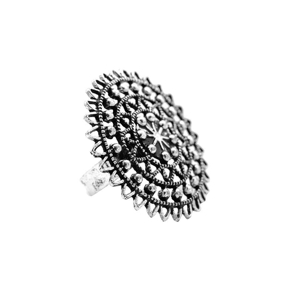 Teejh Ava Silver Oxidized Filigree Ring