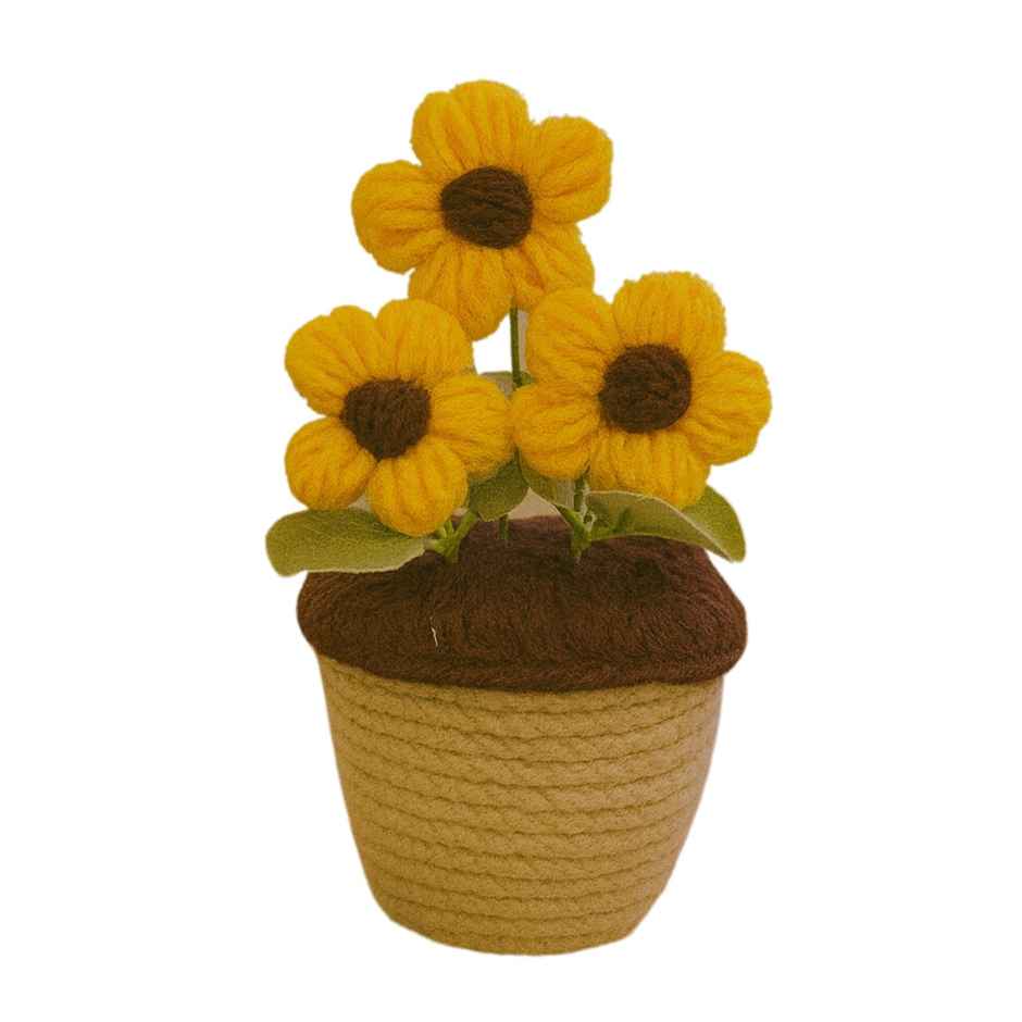 Bosco Handcrafted Crochet Flower Pot 6 Inch | Yellow