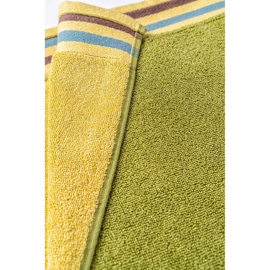 DDECOR Yarn Dyed Sporty Look 500 GSM Bath Towel | 100% Cotton - Green