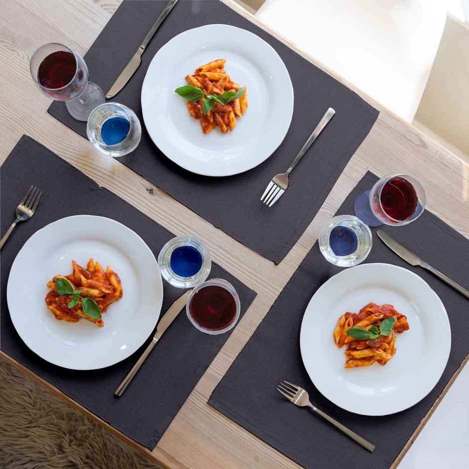 Lushomes Table Mat - Grey | Ribbed | 13 x 19 inch