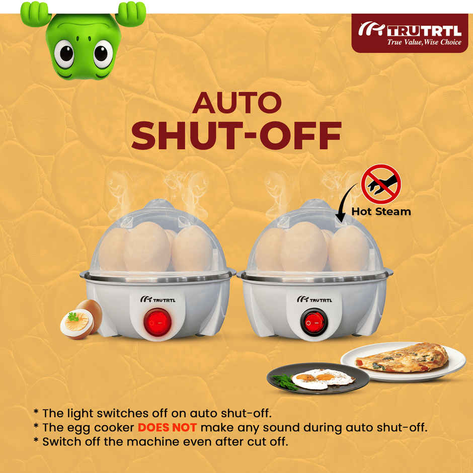 truTRTL Smart Instant Egg Boiler Machine 350 Watts | Boil upto 7 Eggs, 3 Modes, Automatic, Overheat Protection (414 ml) - White