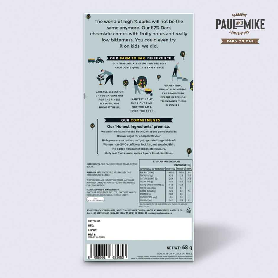 Paul And Mike 87% Dark Chocolate