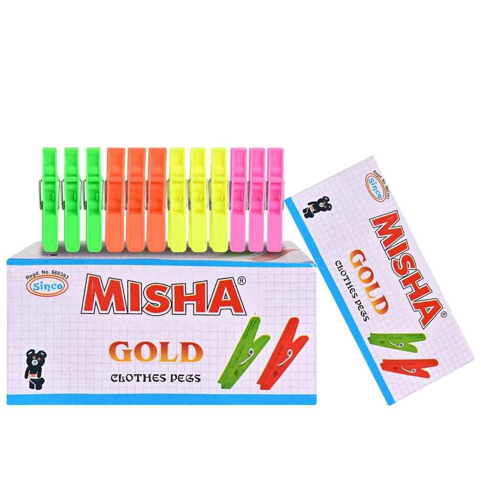 Sinco Misha Gold Cloth Clips / Cloth Pegs - Pack of 1 (12 Pieces)